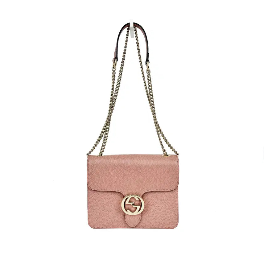 [BUNJANG] Gucci Pink Interlocking Small Chain Shoulder Bag / Crossbody Bag / 구찌 핑크 인터로킹 스몰 체인 숄더백 겸 크로스백 510304