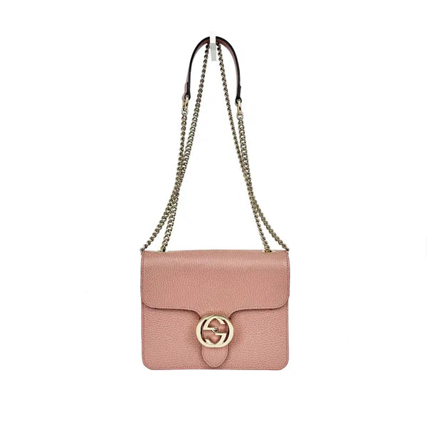 [BUNJANG] Gucci Pink Interlocking Small Chain Shoulder Bag / Crossbody Bag / 구찌 핑크 인터로킹 스몰 체인 숄더백 겸 크로스백 510304