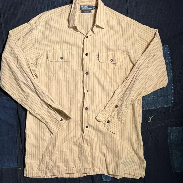[BUNJANG] 90-00s Polo Ralph Lauren Hulton Fit Pinstripe Cotton Blend Shirt M / 90-00s 폴로 랄프로렌 헐튼 핏 코튼 블랜드 셔츠 M