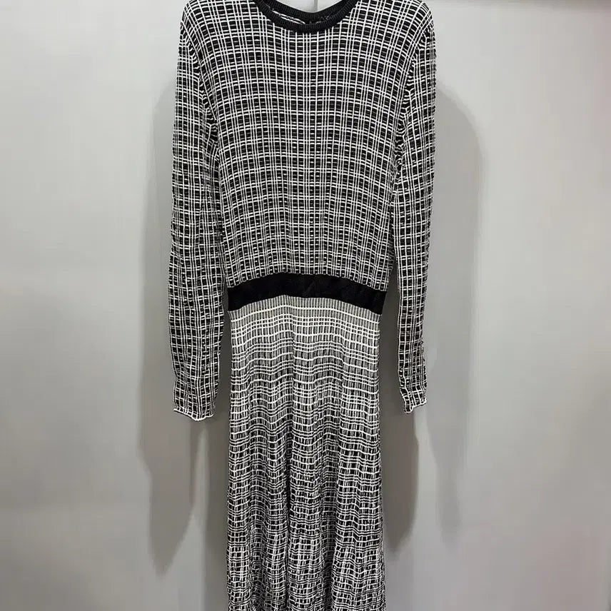 [BUNJANG] ROCHAS Women's Black & White Check Dress / (정품/새상품) ROCHAS 로샤스 여성 블랙 화이트 체크 드레스
