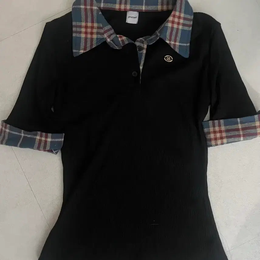 [BUNJANG] Pretzel Check Ribbed Short Sleeve T-Shirt / 프레첼 에카 체크 골지 반팔