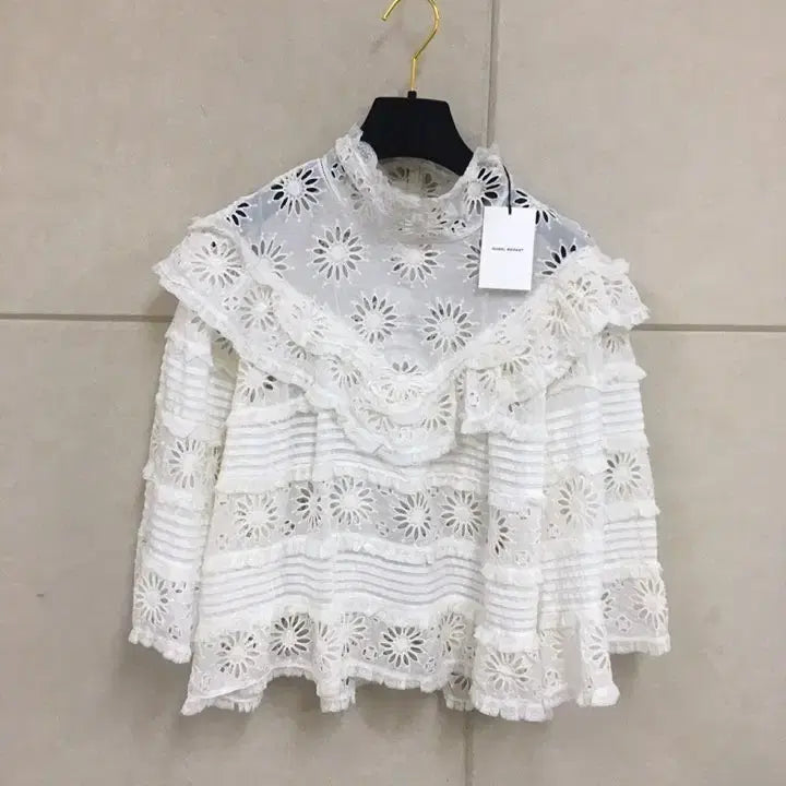 [BUNJANG] Isabel Marant White Punching Lace Blouse / (미사용)이자벨마랑 매장정품(구매가110만) 화이트 펀칭 레이스 블라우스