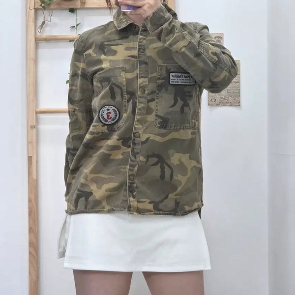 [BUNJANG] Zara Camouflage Applique Field Jacket Shirt - Size S / [프립]S/자라 카모플라쥬 와펜 야상 셔츠