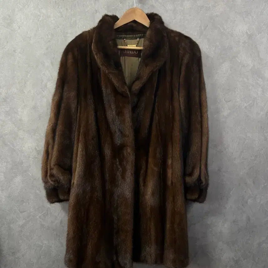 [BUNJANG] Jindo Fur Brown Mink Coat (Size F) / 진도모피 브라운 밍크 코트 F
