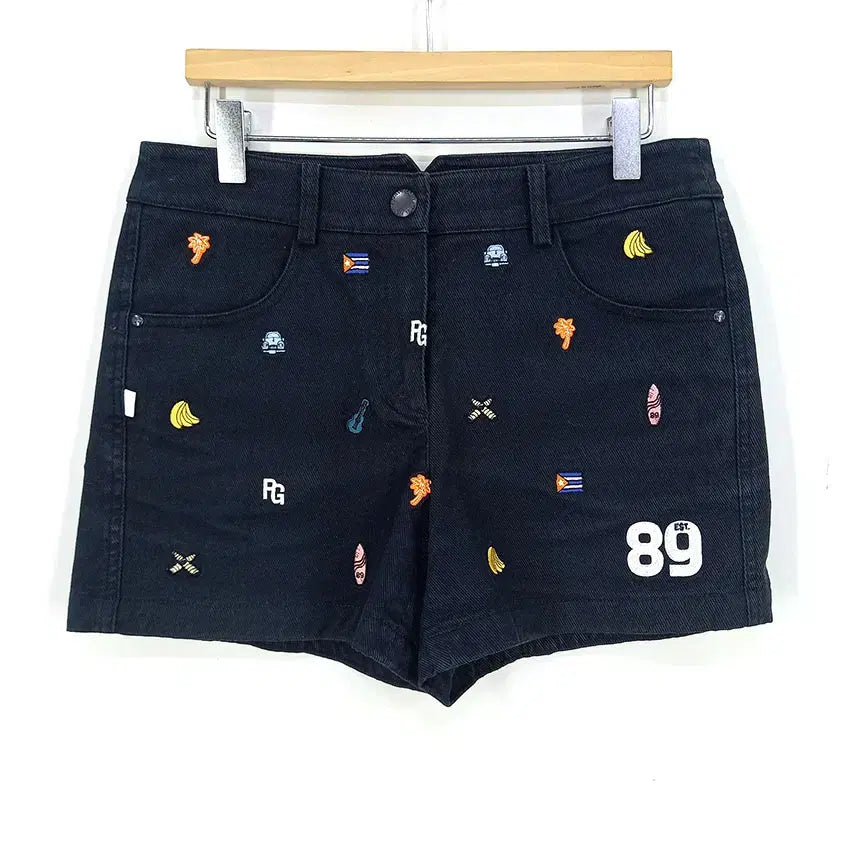 [BUNJANG] Pargates Women's Summer Spandex Embroidery Pattern Shorts Navy / 파리게이츠 여 여름 스판끼 자수패턴 숏팬츠 네이비0 (HU46279)