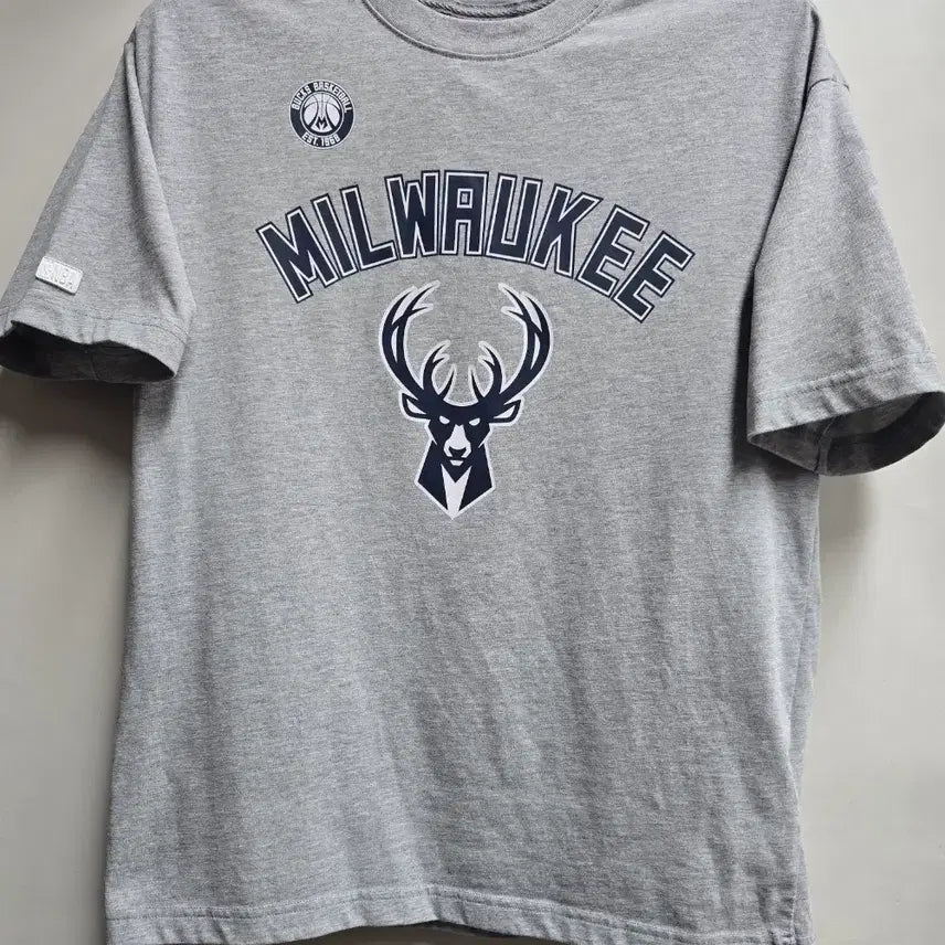 [BUNJANG] NBA Milwaukee Bucks Short Sleeve T-Shirt Grey S / NBA 밀워키 벅스 반팔티 그레이 S