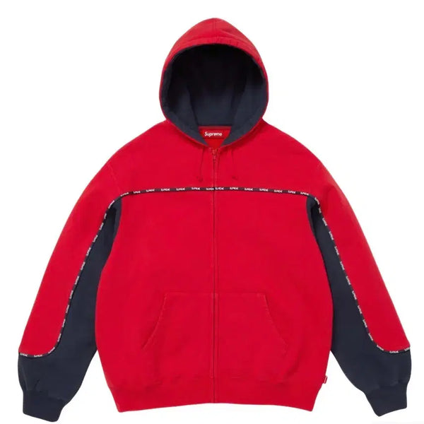 [BUNJANG] Supreme Piping Zip-Up Hoodie Sweatshirt Red / 슈프림 파이핑 집업 후드 스웨트셔츠 레드 - 25FW