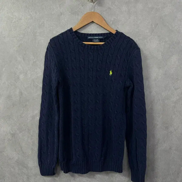 [BUNJANG] Polo Ralph Lauren Navy Cable Knit Sweater M / 폴로 랄프로렌 네이비 케이블 니트 M