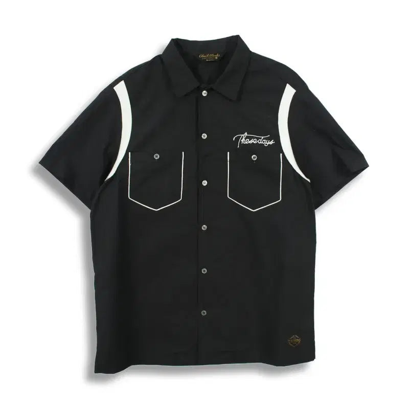 [BUNJANG] CLUCK T (MEN - L) Cotton Embroidered Logo Work Short-Sleeve Shirt / 클럭트 (MEN - L) 코튼 자수 로고 워크 반팔 셔츠
