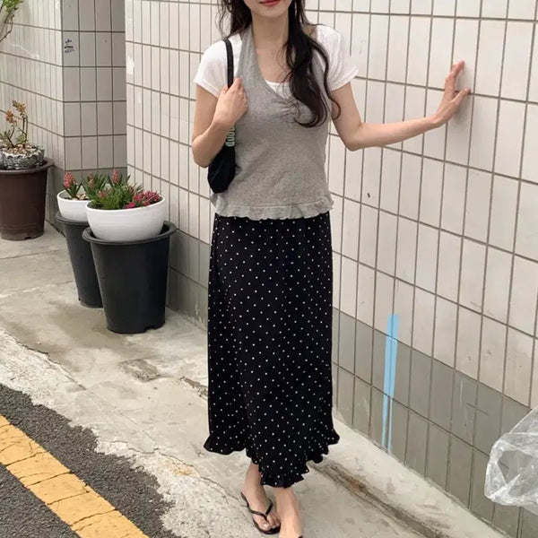 [BUNJANG] Gongguwoman Polka Dot Long Skirt / 빅사이즈 공구우먼 도트롱치마
