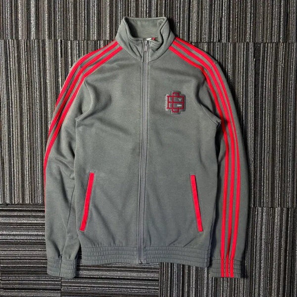 [BUNJANG] Adidas Grey Red Three Stripes Track Top / 아디다스 그레이 레드 삼선 트랙탑