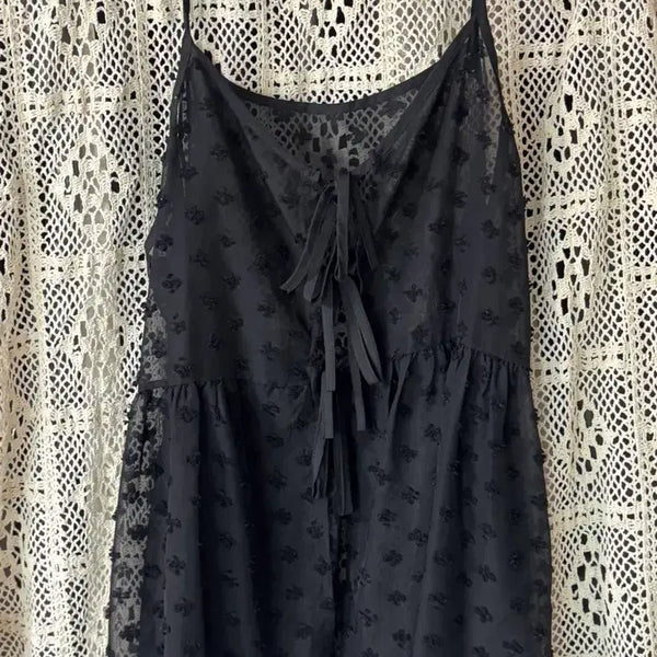 [BUNJANG] Vintage See-through Ribbon Bustier Layered Camisole / (빈티지) 시스루 리본 뷔스티에, 레이어드 끈나시