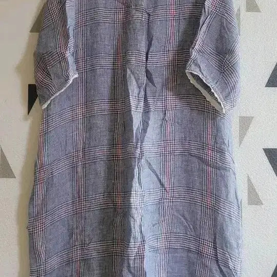 [BUNJANG] Navy Plaid Lace Detail Long Dress / 체크무늬 원피스