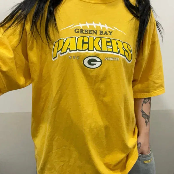 [BUNJANG] NFL Green Bay Packers Big Logo Oversized T-Shirt / NFL Green Bay Packers 그린베이 패커스 빅 로고 오버핏 반팔