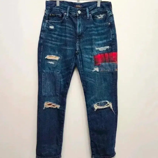 [BUNJANG] Polo Ralph Lauren 22'FW Denim Patchwork Distressed Jeans / 폴로 랄프로렌 22'FW 데님 패치워크 데미지진