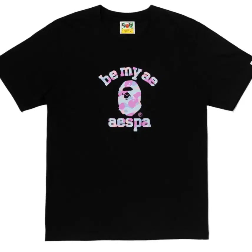 [BUNJANG] BAPE x aespa Collaboration Short Sleeve T-Shirt Black Size S / 베이프 x 에스파 콜라보 반팔티 블랙 S사이즈
