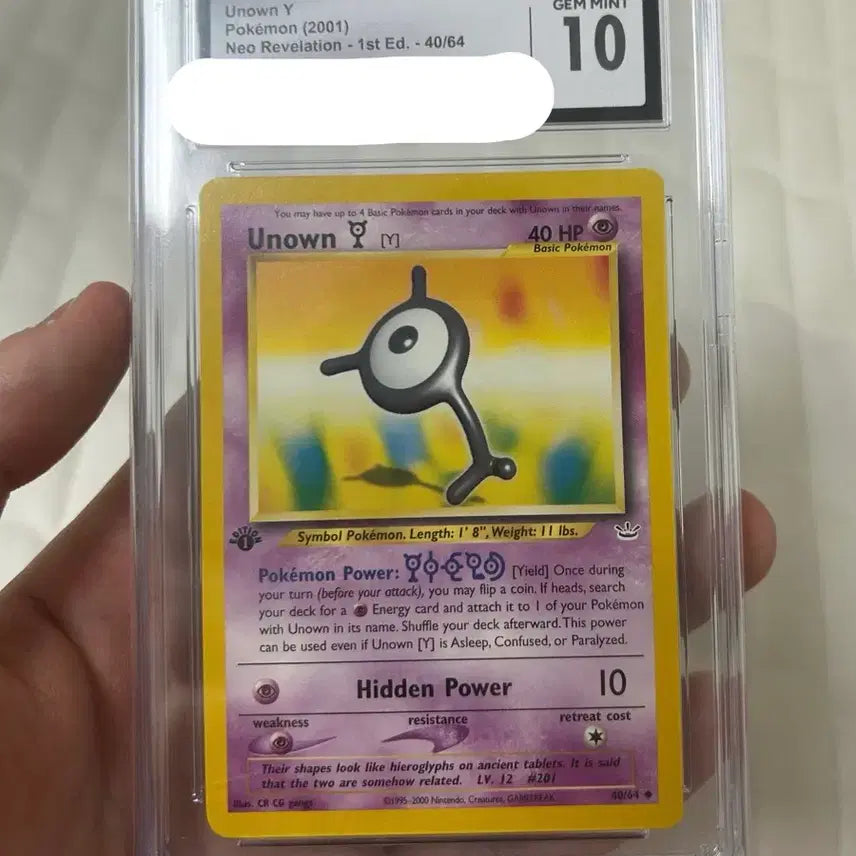 [BUNJANG] Pokemon 'Unown Y' First Edition CGC GEM MINT 10 / 안농 퍼스트 에디션