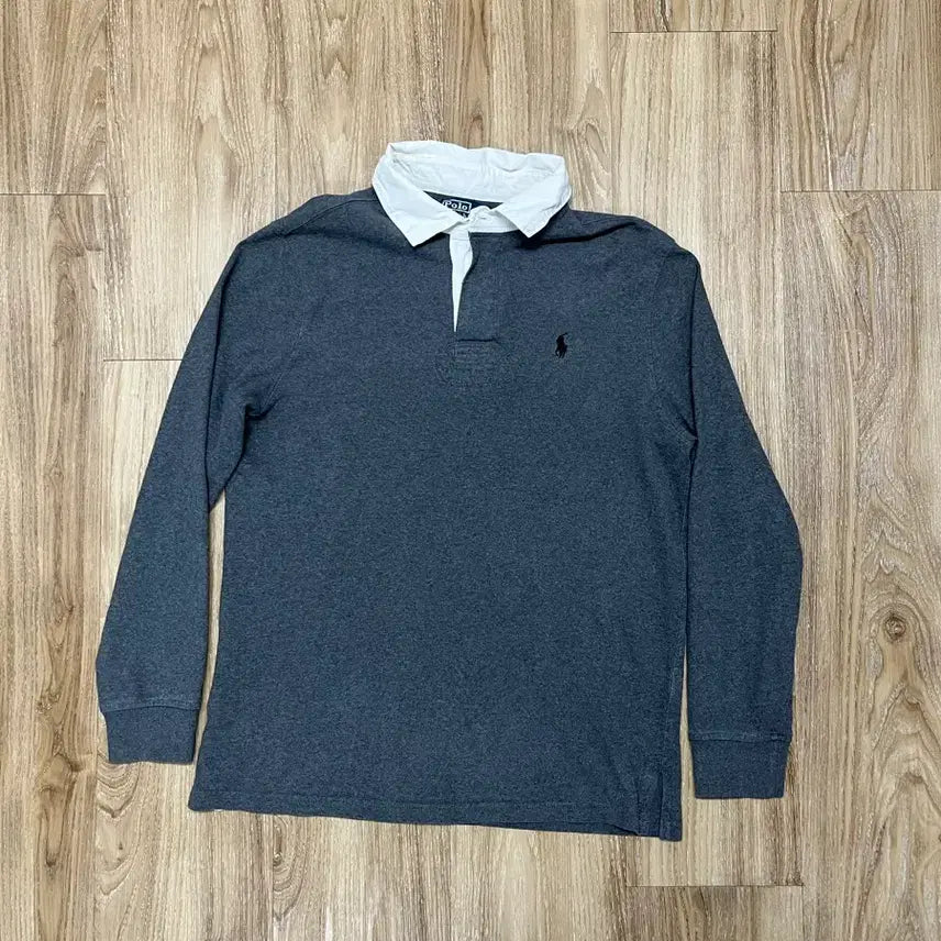 [BUNJANG] Polo Ralph Lauren Rugby Shirt Grey Black Pony Logo Men's 100 / 폴로 랄프로렌 럭비 티셔츠 100