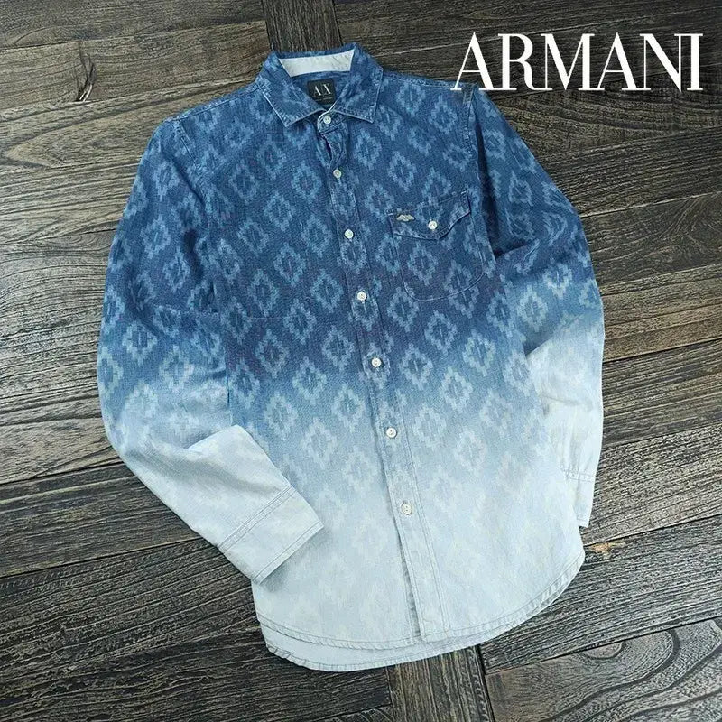 [BUNJANG] Giorgio Armani Native Ethnic Pattern Gradient Shirt / 아르마니 네이티브 에스닉 패턴 그라데이션 셔츠 P01991