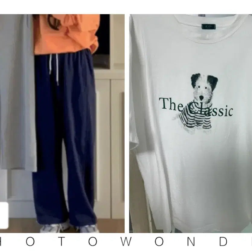 [BUNJANG] Bundle Set: Dog Oversized T-Shirt & Navy Training Pants / 일괄) 강아지오버핏반팔+밴딩트레이닝팬츠 네이비