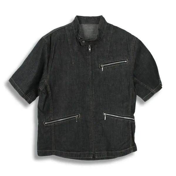 [BUNJANG] Japan Cotton Denim Zip-Up Short Sleeve Jacket (Men's S) / JAPAN (MEN - S) 코튼 데님 집업 반팔 자켓