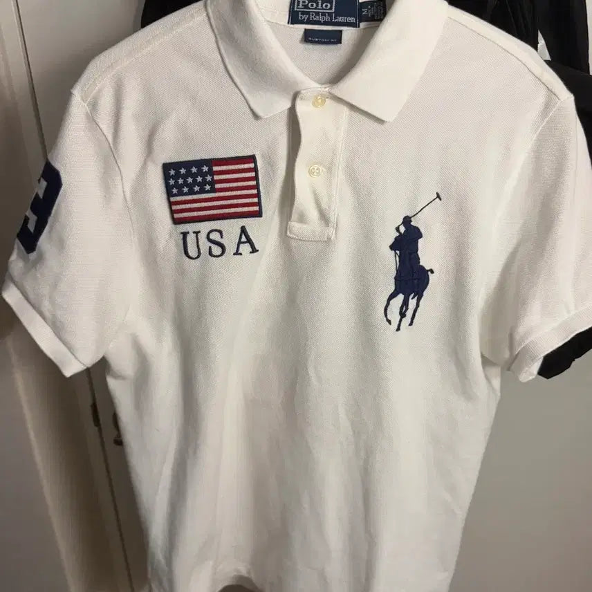 [BUNJANG] Polo Ralph Lauren Big Pony Flag T-Shirt / 폴로 빅포티 카라티 성조기 반팔 M