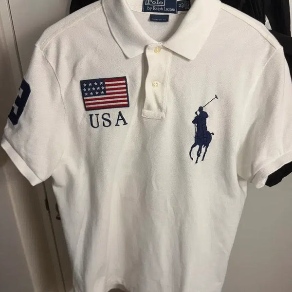 [BUNJANG] Polo Ralph Lauren Big Pony Flag T-Shirt / 폴로 빅포티 카라티 성조기 반팔 M
