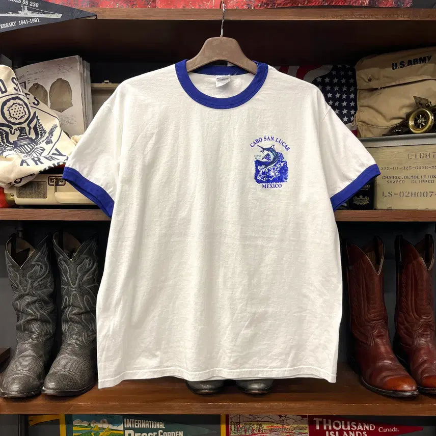 [BUNJANG] Gildan Heavy Cotton Cabosan Lucas Fishing Backprint Ringer Tee XL / 길단 헤비코튼 카보산루카스 피싱 백프린팅 링거티 N2198
