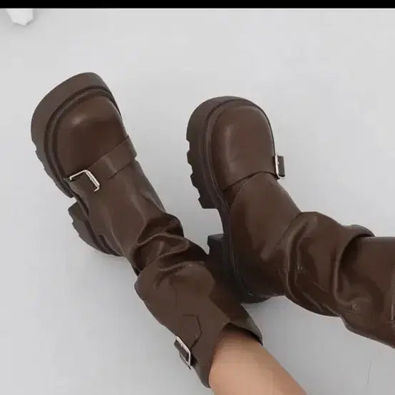 [BUNJANG] Platform Ankle Boots - Brown / 통굽 앵클부츠 브라운