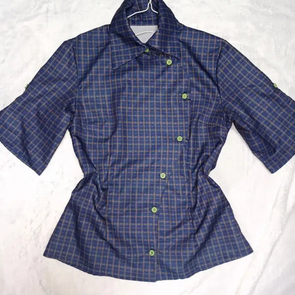 [BUNJANG] Asymmetrical Button Checkered Shirt / 체크무늬 셔츠
