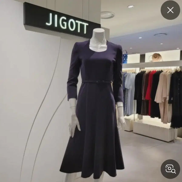 [BUNJANG] Jigott Navy Midi Dress with Belt Set / (상태최상)지고트 원피스 55사이즈 판매합니다