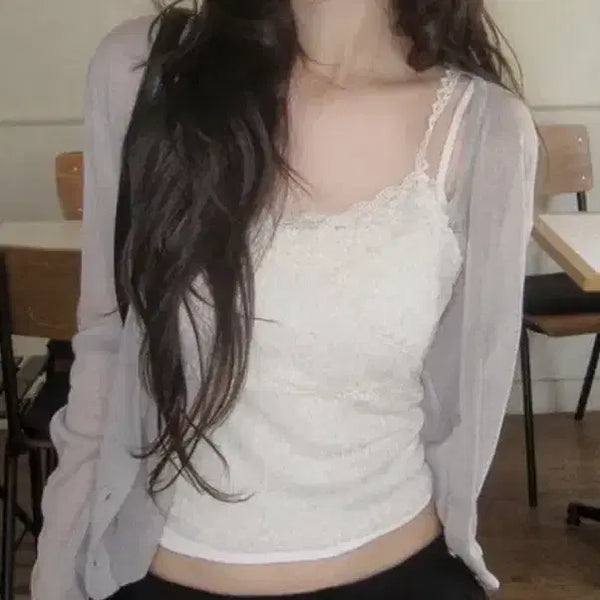 [BUNJANG] Lace Cami Top / 레이스 끈나시 탑