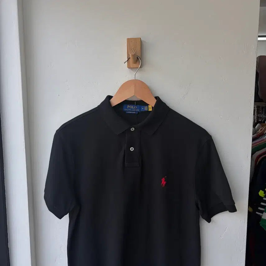 [BUNJANG] Polo Ralph Lauren Black Custom Slim Fit Short Sleeve Polo Shirt (M) / 17654 - 폴로 랄프로렌 블랙 반팔 카라티