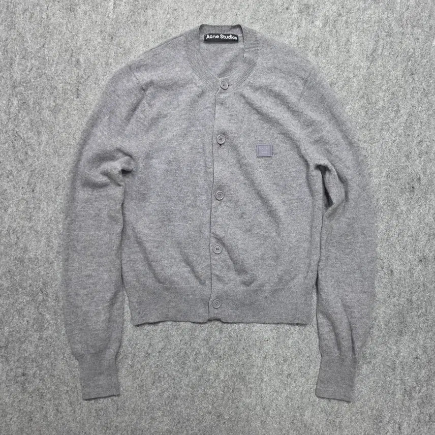 [BUNJANG] Acne Studios KVA Face Wool Cardigan - Grey Melange, Size L / 아크네 스튜디오 케바 페이스 울 가디건 L 그레이 멜란지