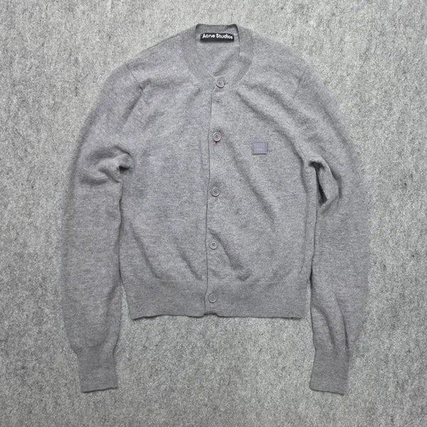 [BUNJANG] Acne Studios KVA Face Wool Cardigan - Grey Melange, Size L / 아크네 스튜디오 케바 페이스 울 가디건 L 그레이 멜란지