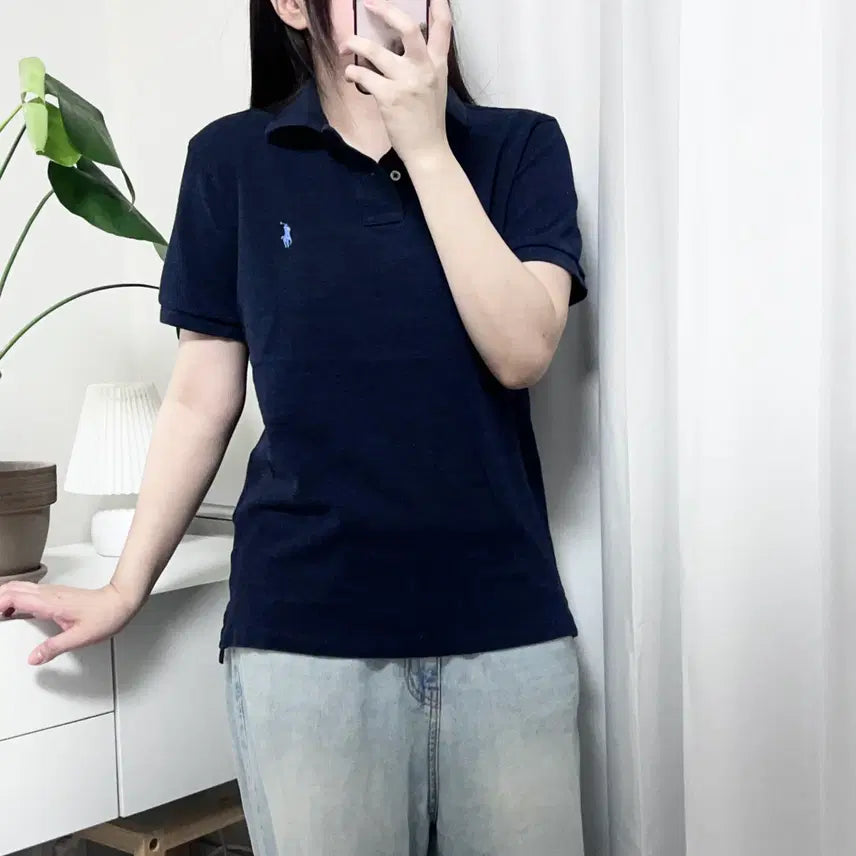 [BUNJANG] Polo Ralph Lauren Navy / Light Blue Pony Short Sleeve Polo Shirt - Size M / 폴로 네이비 / 하늘포니 반팔카라티 [ M ]
