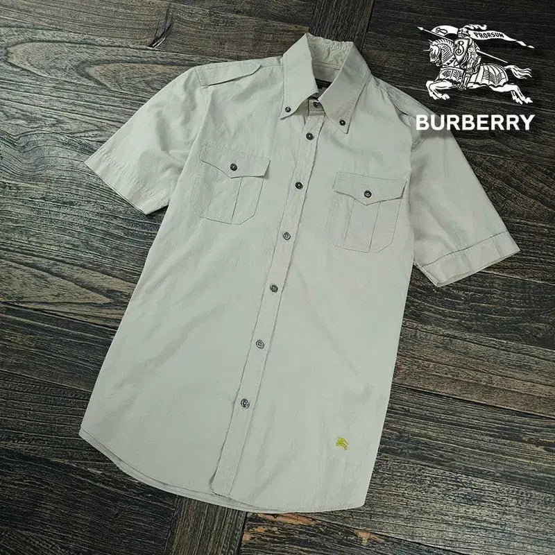 [BUNJANG] Burberry Black Label Embroidered Logo Safari Shirt Beige / 버버리 블랙라벨 로고 자수 사파리 셔츠 베이지 P01992