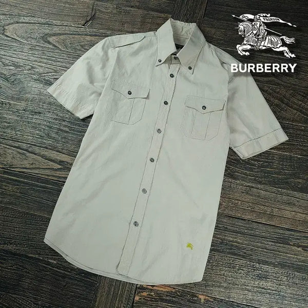 [BUNJANG] Burberry Black Label Embroidered Logo Safari Shirt Beige / 버버리 블랙라벨 로고 자수 사파리 셔츠 베이지 P01992