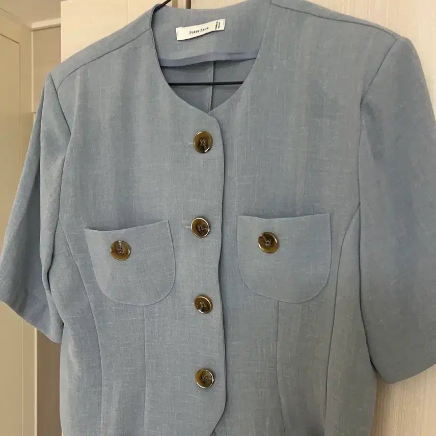 [BUNJANG] Summer Jacket & Blouse Set - Sky Blue, One Size / 여름 자켓 여름 블라우스 새상품