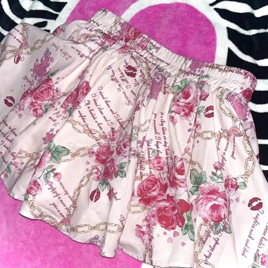 [BUNJANG] Rose Chain Gyaru Skirt / 로즈 체인 갸루 치마 로걀 장미 히메갸루 스커트 베메클 마즈 리즈리사