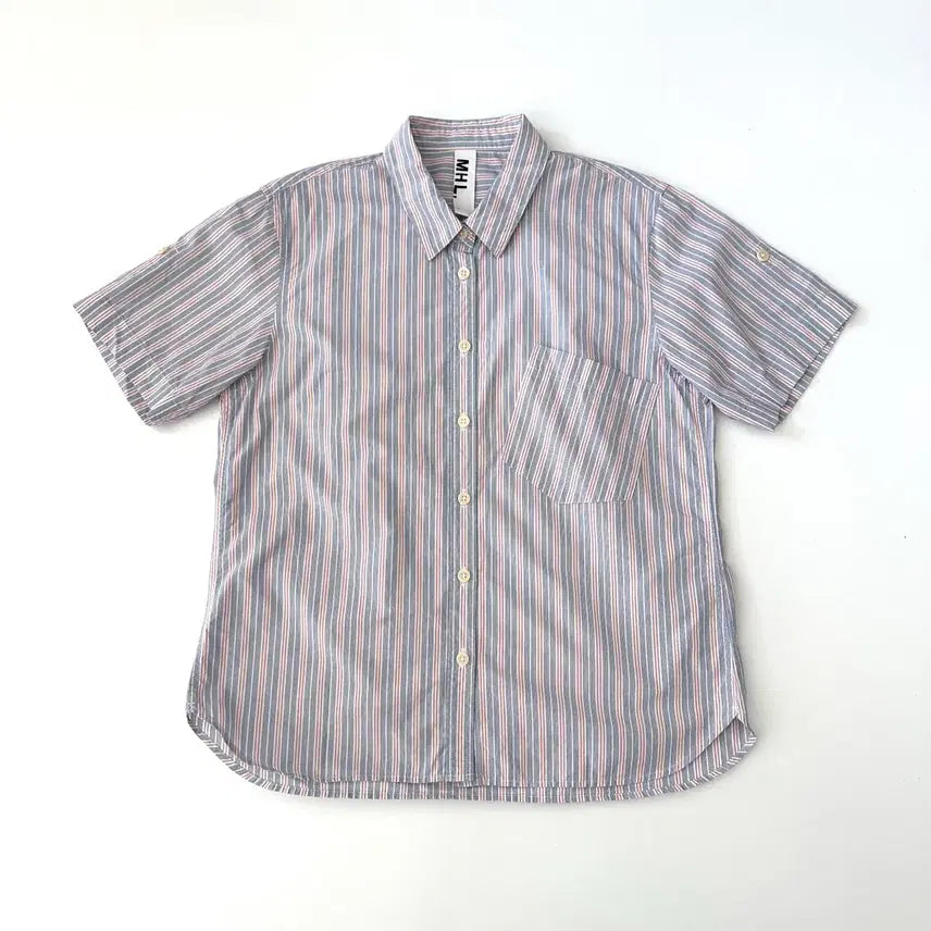 [BUNJANG] Margaret Howell MHL Striped Short Sleeve Shirt Size 1 / 마가렛호웰 MHL 스트라이프 반팔 셔츠