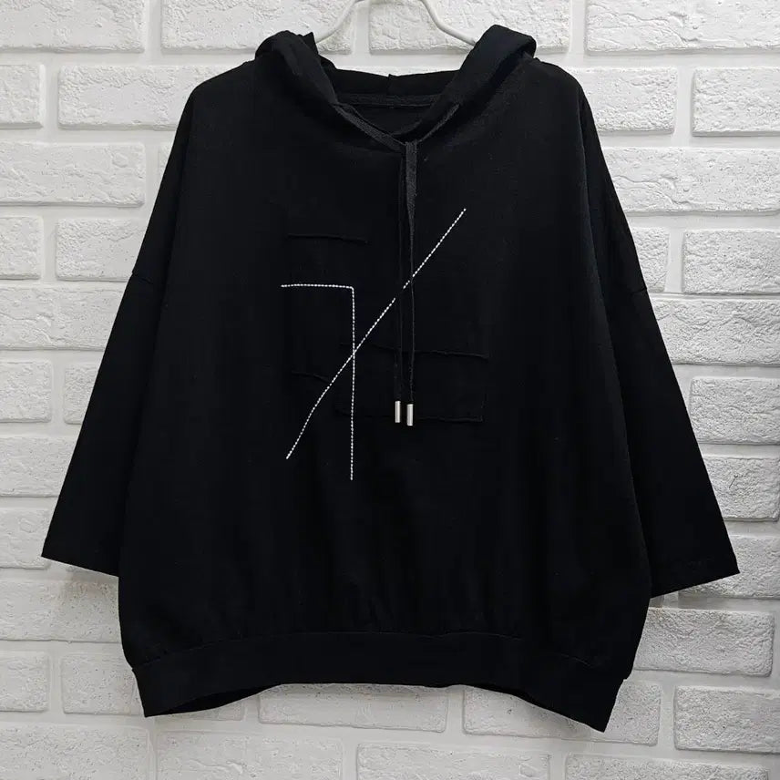 [BUNJANG] Black Loose Fit Hooded T-Shirt / A4914  블랙 루즈핏 후드티