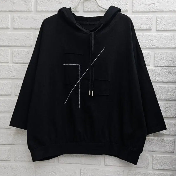 [BUNJANG] Black Loose Fit Hooded T-Shirt / A4914  블랙 루즈핏 후드티