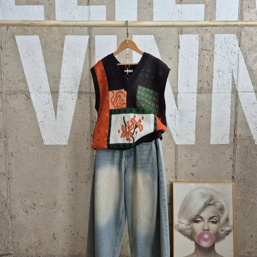 [BUNJANG] Sellys Patch Pattern Knit Vest / 행사3)sellys 패치패턴 니트 베스트