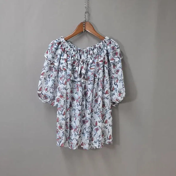 [BUNJANG] 66Girls Floral Off-Shoulder Blouse / 66걸즈 플로럴 오프숄더 블라우스