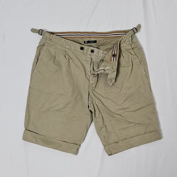 [BUNJANG] Germano Two Pleats Classic Casual Shorts Beige / 제르마노 Germano 트렌디 베이지 투플리츠 클래식 캐주얼 숏팬츠 이태리 50
