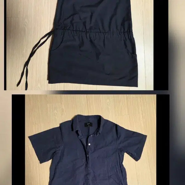 [BUNJANG] Codes Combine Sleeveless Dress & Rude Linen Shirt Dress Set / 여성 여자M 55~66 -2개 -코데즈컴바인 민소매 원피스- 루드 린넨 셔츠 원피스
