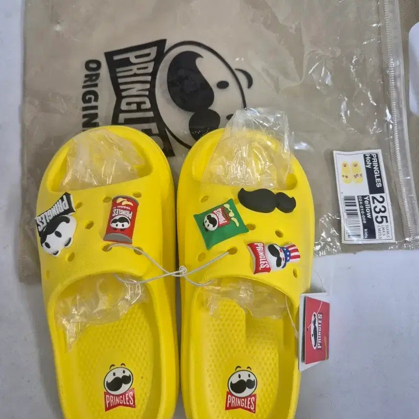 [BUNJANG] Pringles Yellow Platform Slippers (235-240) / (새상품)프링글스 옐로우 슬리퍼 235~240 키높이 1.5cm