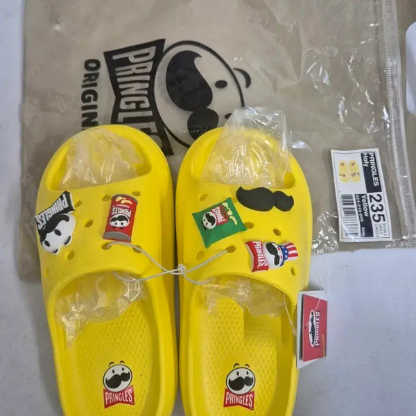 [BUNJANG] Pringles Yellow Platform Slippers (235-240) / (새상품)프링글스 옐로우 슬리퍼 235~240 키높이 1.5cm