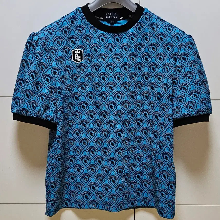 [BUNJANG] Pearly Gates Logo Pattern Short Sleeve Golf T-shirt / 파리게이츠 로고 패턴 골프 반팔 티셔츠